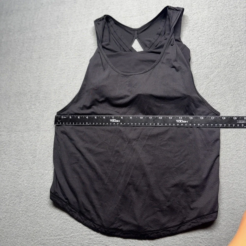 Lululemon 2-in-1 Tank Top Built-in Sports Bra Strappy Back Black Size 4 Yoga Gym